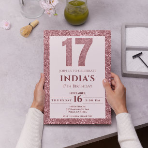 Invitación oro rosa 17 años