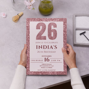 Invitación oro rosa 26 años