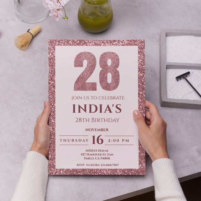 Invitación oro rosa 28 años (Subido por el creador)