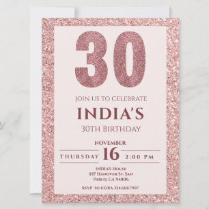 Invitación oro rosa 30 cumpleaños