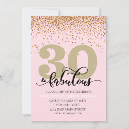 Invitación Oro rosa 30 y fabulosa fiesta de cumpleaños