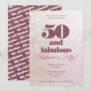 Invitación Oro Rosa 50 y fabuloso elegante 50 cumpleaños