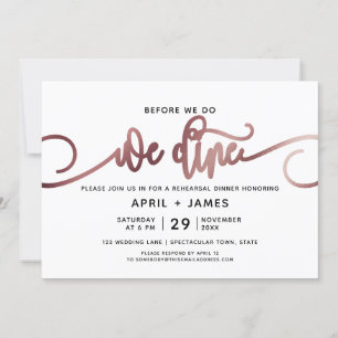 Invitación Oro Rosa antes de que hagamos un ensayo