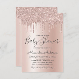 Invitación Oro rosa | Baby Shower de Relieve metalizado de Pu