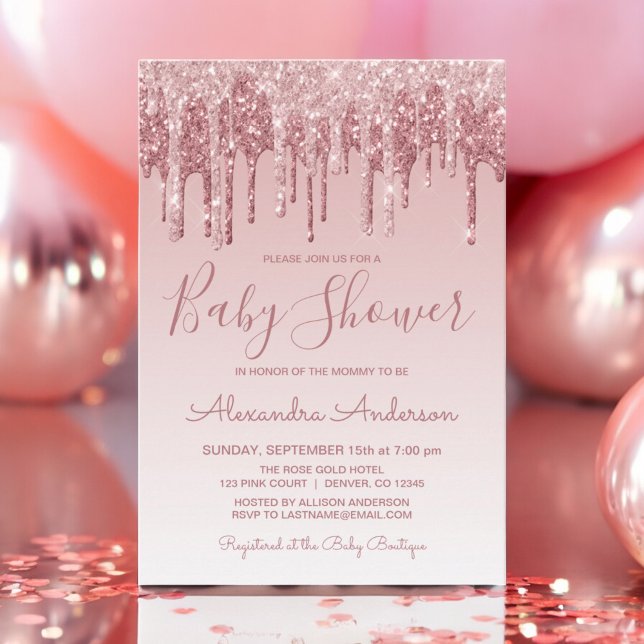 Invitación Oro rosa | Baby Shower Purpurina de parkol rosado (Subido por el creador)