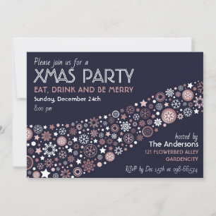 Invitación Oro Rosa Blanco Azul Copo de Nieve de Invierno Fie