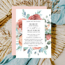 Invitación Oro Rosa, Boda botánico Eéreo Rubor Peach