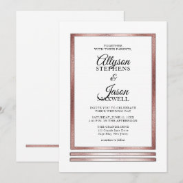 Invitación Oro rosa | Boda sencilla elegante y blanca moderna