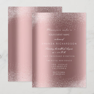 Invitación Oro Rosa Brillo Arena Boda Cumpleaños