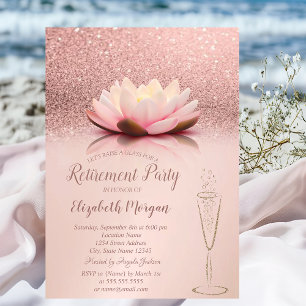 Invitación Oro Rosa Brillo Bokeh Loto Vidrio Jubilación