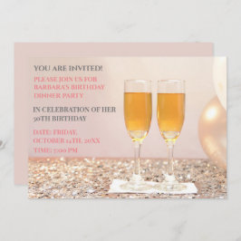 Invitación Oro rosa claro 50 cumpleaños champagne
