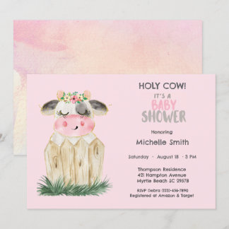 Invitación Oro rosa de flor de vaca suave