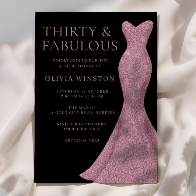 Invitación Oro Rosa Fabulous Black Womans 30th Birthday (Subido por el creador)