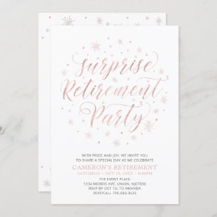 Invitación Oro rosa Fiesta de Jubilación de Sorpresas Moder