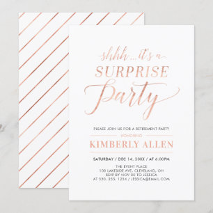 Invitación Oro Rosa Fiesta de Jubilación Sorpresa Simple Mode