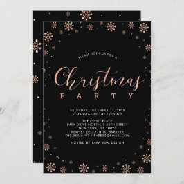 Invitación Oro Rosa | Fiesta de Navidades modernos de copos d