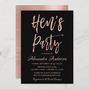 Invitación Oro Rosa - Fiesta de Rubor Pink Hen