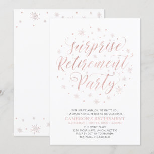 Invitación Oro rosa Fiesta moderna de sorpresa de jubilació