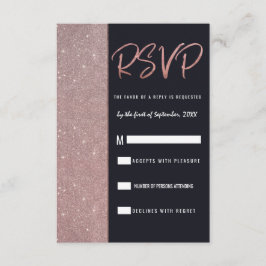 Invitación Oro Rosa Glitter Bloque de Color RSVP Marina