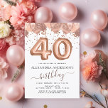 Invitación Oro Rosa - Globos rosados 40 Fiesta de cumpleaños<br><div class="desc">Cuarenta (40) Fiesta de Cumpleaños 40 Rubor Pink - Globos de Oro Rosa e Invitación de Fiesta de Cumpleaños Confetti . Esta es la invitación perfecta para el cumpleaños de un Rosa de oro moderno y la fiesta de cumpleaños del Purpurina Rosado de Rubor Sparkle Girly. Póngase en contacto con...</div>