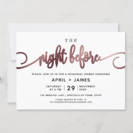 Invitación Oro Rosa La Noche Antes De La Cena Del Ensayo