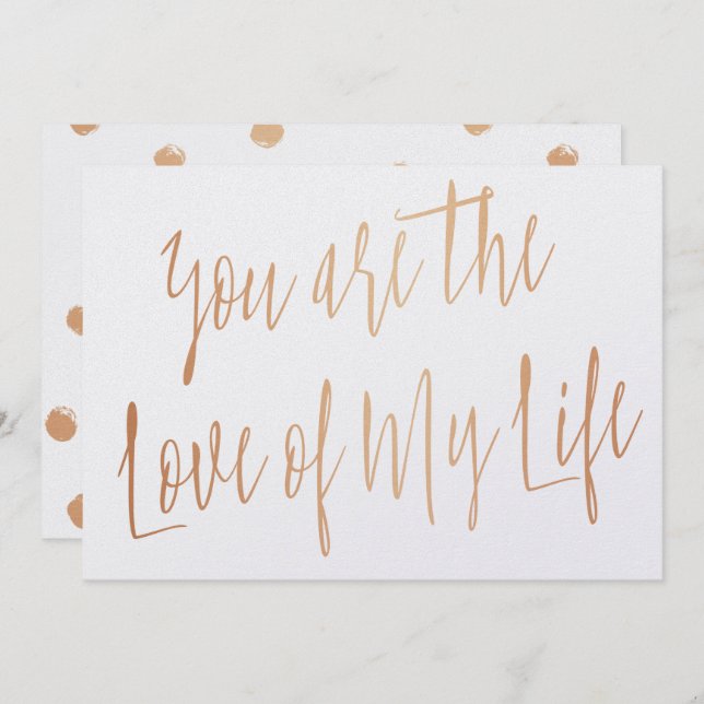 Invitación Oro Rosa moderno "Eres el amor de mi vida" (Anverso / Reverso)