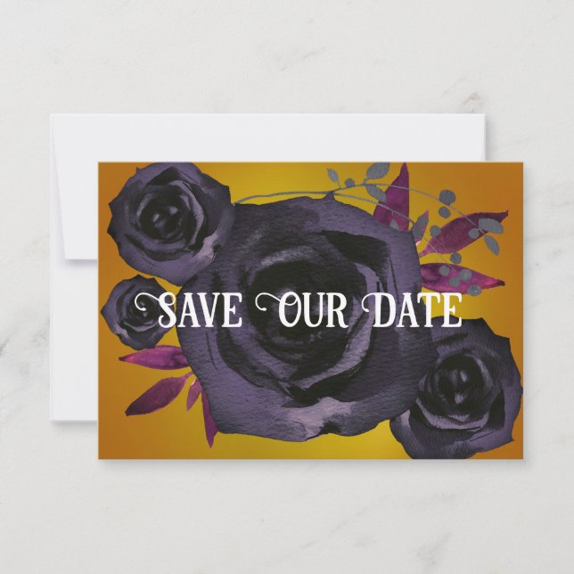 Invitación Oro Rosa negro foto Guardar nuestra fecha (Anverso)