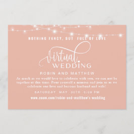 Invitación Oro Rosa polvoriento con luces Boda virtual en lín