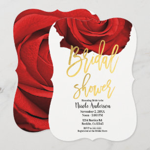 Invitación Oro Rosa Rojo Escritura Moderno Bridal Shower Tend