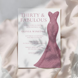 Invitación Oro Rosa Rosa Treinta y fabuloso cumpleaños número