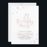 Invitación Oro rosa | Tipografía moderna Fiesta de cumpleaños<br><div class="desc">Celebremos el 21º cumpleaños con esta elegante invitación a la fiesta. Este diseño presenta una tipografía de oro rosa de moda en la parte delantera y gráficos brillantes con una foto en la parte trasera. Reemplace la foto de ejemplo con la suya o elimínala si no la desea. El color...</div>