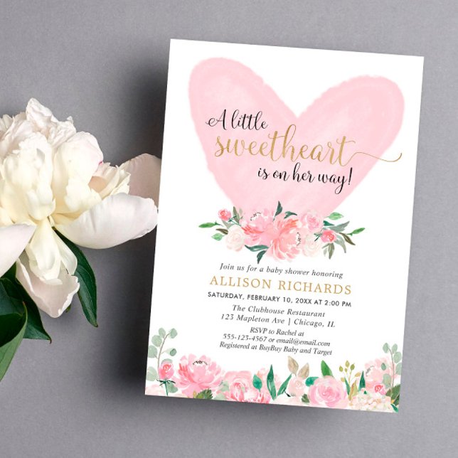 Invitación Oro rosa Valentina chica dulce ducha bebé (Subido por el creador)