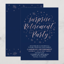Invitación Oro rosa y azul marino | Fiesta de jubilación sorp