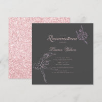 Oro Rosa y ballet purpurina Quinceanera