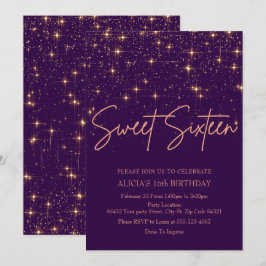 Invitación Oro Rosa y dulce morado 16