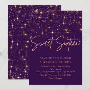 Invitación Oro Rosa y dulce morado 16