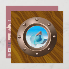 Invitación Oro Rosa y foto de graduación náutica rosa Rubor