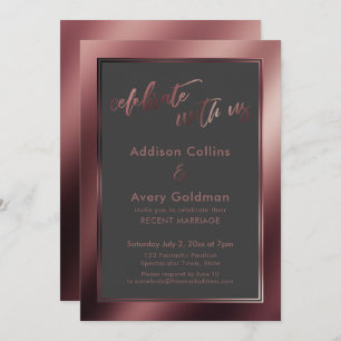 Invitación Oro Rosa y gris oscuro celebran con nosotros