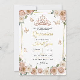 Invitación Oro rosa y Rosa Quinceañera