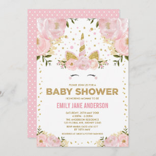 Invitación Oro rosado de Baby Shower del chica bonito del