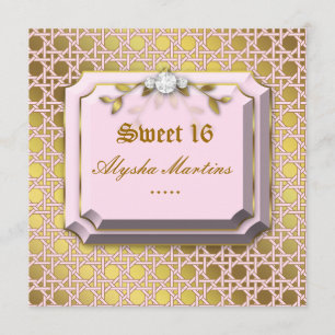 Invitación Oro rosado de la joya de las hojas del enrejado