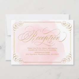 Invitación Oro rosado elegante recepción caligrafía vintage