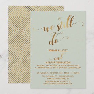 Invitación Oro & Salvia Aún Hacemos Tipografía Aniversario