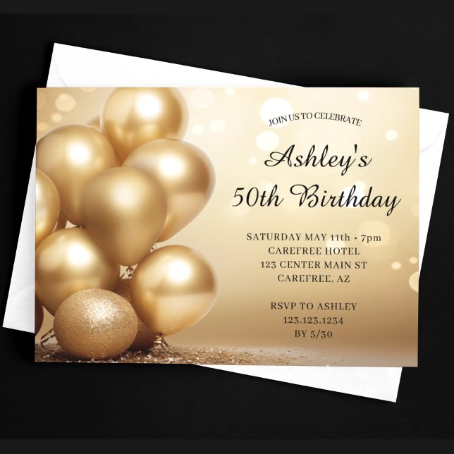 Invitación Oro simple moderno 50 cumpleaños (Subido por el creador)