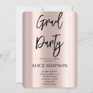 Invitación Oro simple rosa Graduación