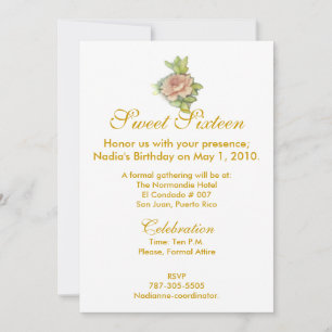 Invitación Oro Sobre Dulce Blanco Dieciséis Invitados-Persona