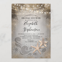 Invitación Oro Starfish Tropical Beach Luces Británicas Ducha