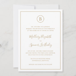 Invitación Oro Tradicional Elegante Boda Todo En Uno