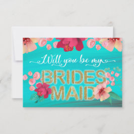 Invitación Oro tropical oceánico ¿Serás mi dama de honor?