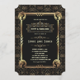 Invitación Oro Único Negro Gran Gatsby Cincuenta Y Fabuloso